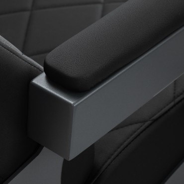 Fauteuil de barbier Gabbiano Bruno cadre graphite noir — gros plan accoudoir