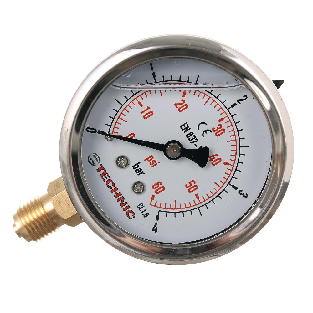 GLICERINE tlakoměr tlaku měřiče tlaku hodiny 63mm 0-4 bar závit 1/4 "dno