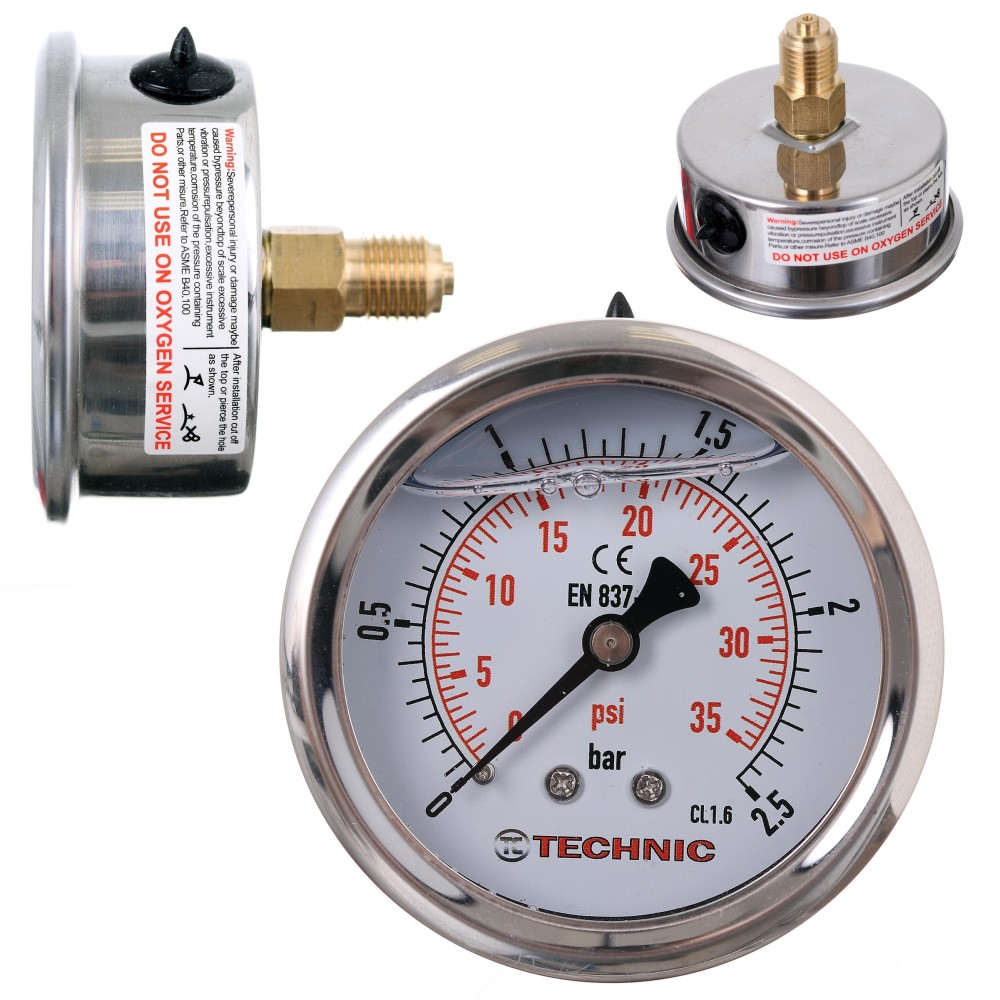 PGB120002 Messgerät 0- 2,5bar glicer.63mm 1/4 "Hintergewinde