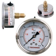 GLICERINE tlakoměr tlakoměr tlaku 63mm Hodiny 0-6 Bar závit 1/4 "Zadní