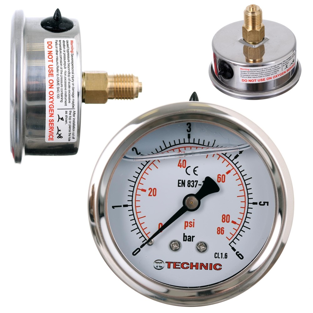 Glicerine painemittari Paine Mittari 63mm kello 0-6 bar Kierre 1/4 "Taka