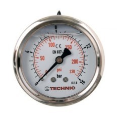 Gauge de pression glicérine Menomètre ductile 63mm 0-16 Bar Fil à barre 1/4 "Arrière