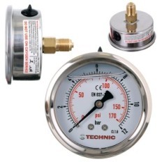 Glikeerīna spiediena spiediena mērītāja pulkstenis 63mm 0-12 bar diegu 1/4 "Aizmugurējais