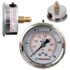 Glicerin Manométer Nyomásmérő 63mm 0-25 bar Gwint 1 / 4 'Hátsó