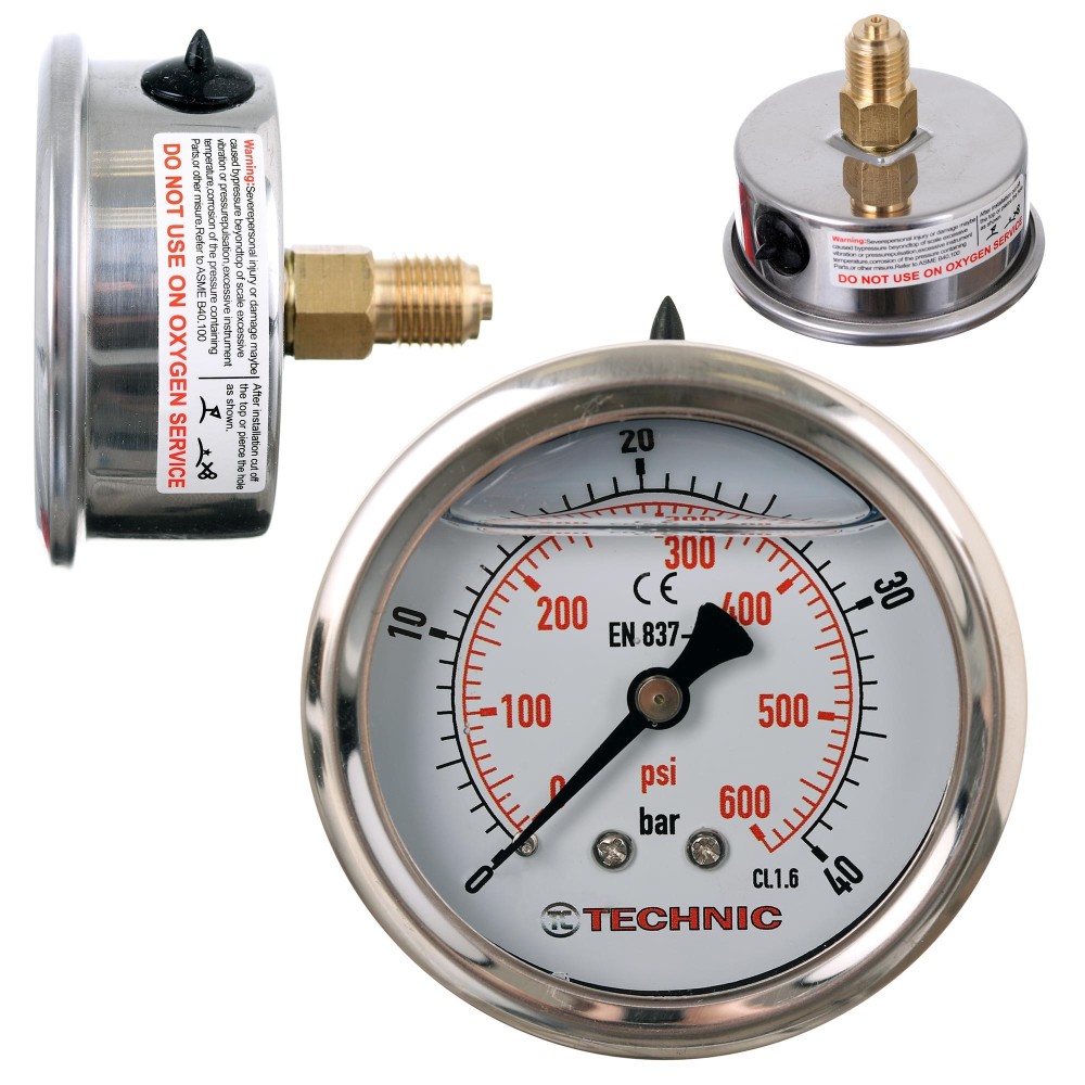 Hydraulisk måle Glicerin ductile Menometer 63mm 0-40 Bar 1/4 "