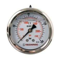 Glicerine manometer 23mm klok drukmeter 0-160 bar draad 1/4 "achter