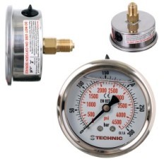 Jauge de pression de glicérine 23mm Compteur de pression d'horloge 0-300 filetage de barre 1/4 "arrière
