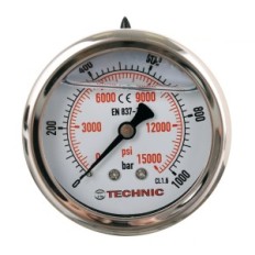 Hidravlični merilnik glicerina duktilnega menometra 63mm 0-1000 bar 1/4 "