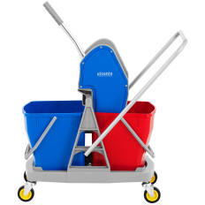 Carrinho de filmagem com uma imprensa de seda para mop plana dois baldes 2 x 20 l