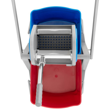 Carrinho de filmagem com uma imprensa de seda para mop plana dois baldes 2 x 20 l