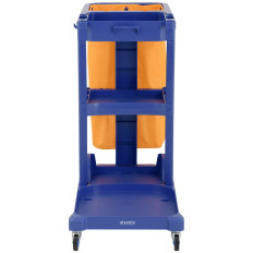 Service trolley with shelves with mop and bag for laundry