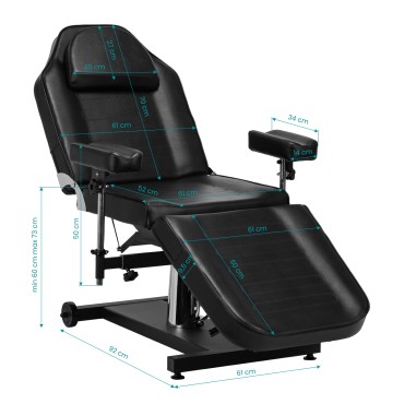 Fauteuil de tatouage hydraulique PRO INK 322F noir