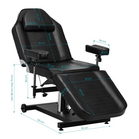 PRO INK 322F poltrona idraulica per tatuaggi nera