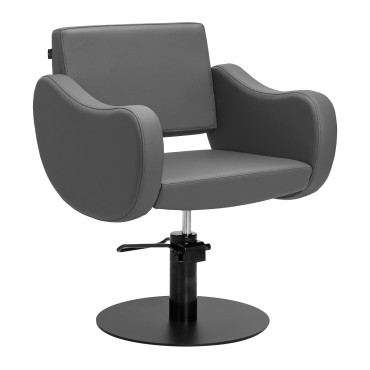 Gabbiano hairdressing chair Sewilla Gray black base — front view