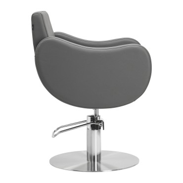 Fauteuil de coiffure Gabbiano Sewilla Gris avec base INOX — vue latérale