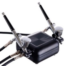 Kompresor na Dwa Aerografy 2x Aerograf 0,3 Wąż 170cm AUTO STOP Regulacja