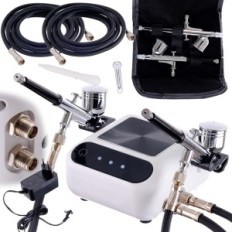 Silencioso mini Aerógrafo Compressor 2x Aerógrafo Mangueira Auto Stop Ajuste