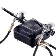 Stille compressor voor twee Aerografieën 2x Aerograph 0,3 Slang 170cm aanpassing