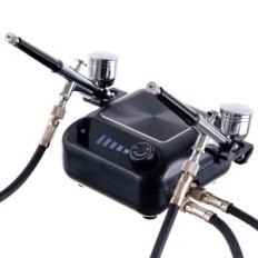 Quiet compressor for two aerographs 2x aerograph 0,3 hose 170cm adjustment