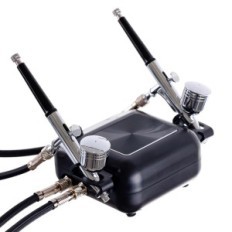 Quiet compressor for two aerographs 2x aerograph 0,3 hose 170cm adjustment