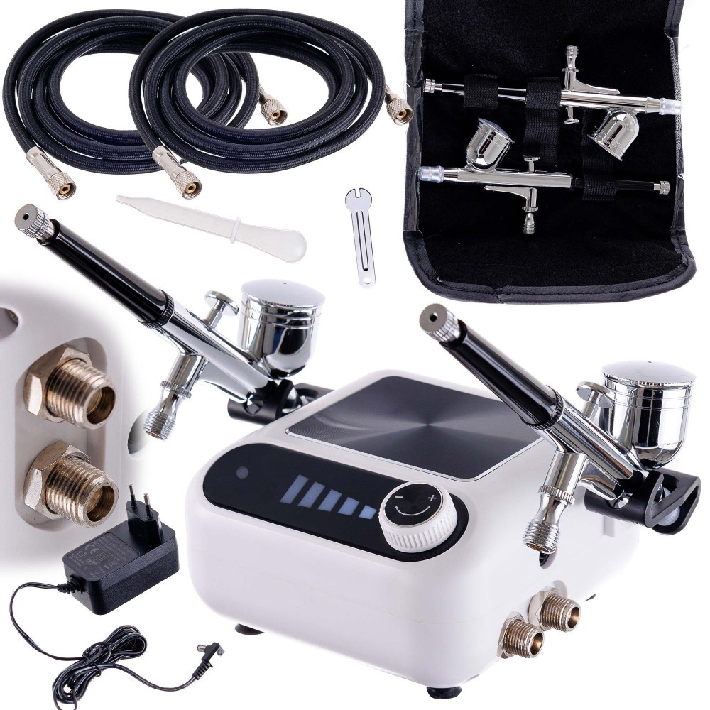 Compressore per due aerografi 2x 0,3 Tubo 170 cm Compressore AUTO AUTO