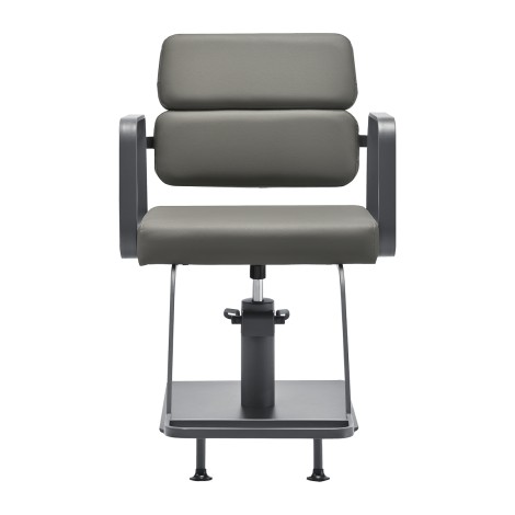 Fauteuil de coiffure Gabbiano Porto gris avec levage hydraulique — vue de face