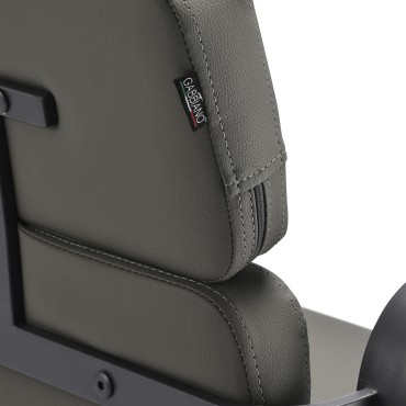 Fauteuil de coiffure Gabbiano Porto gris avec levage hydraulique — gros plan dossier