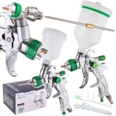 Paint gun 3x nozzle 0.8 1.4 1.7 HVLP for painting 600 + 125