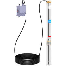 Pompe submersible en acier inoxydable pour puits profond, 5580 l/h jusqu'à 93 m.
