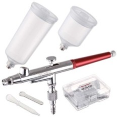 Modélisation aérographe avec buse 0.4mm deux réservoirs de peinture rouge