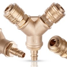 Y04B Air Distributor 1/2 "2-vejs med Quick Connectors Brass Tee