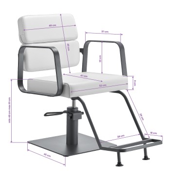 Fauteuil de coiffure Gabbiano Porto gris blanc — vue latérale