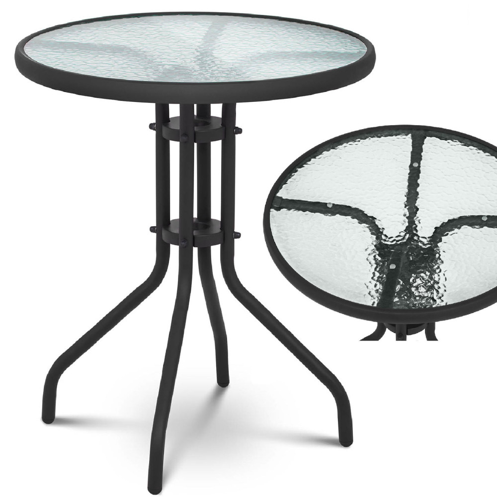 Soffbord med ett glasbord med ett runt bord. Onsdag 60 cm