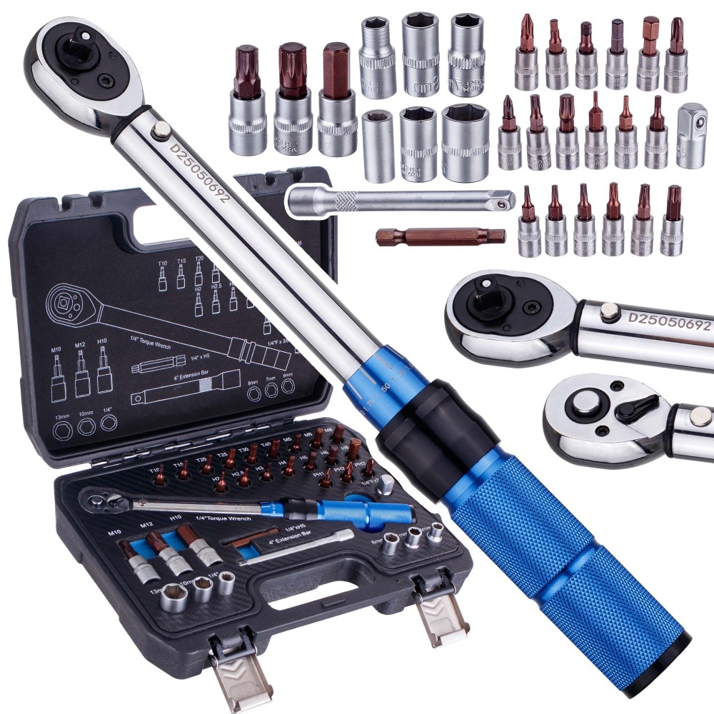 Dinamométer kulcs 1 / 4 "5- 25 Nm DIVUCIEROWY adapterekkel 32pcs BLOKADA