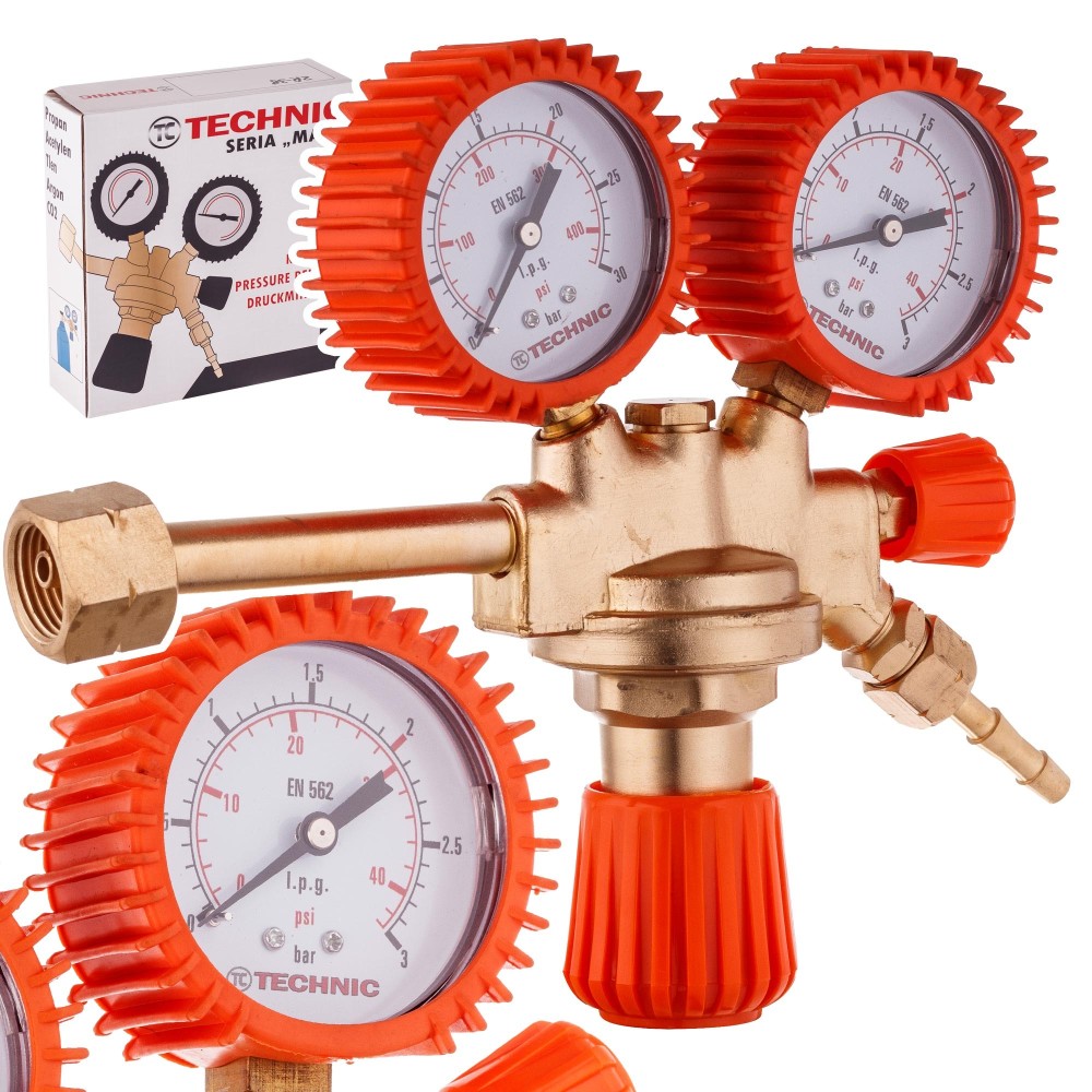 Propan Butan LPG-Zylinder-Reduzierer 2 Messing-Manometer Corps-Ventil