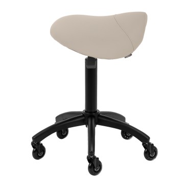 Taburete de peluquería Gabbiano D032 gris-beige con asiento ergonómico — vista frontal