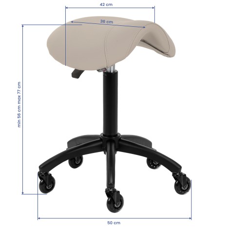 Gabbiano frisørskammel D032 grå-beige — fra siden