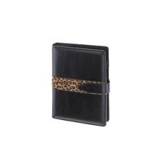 Couverture Organisateur Siena SA Premium 11x14,5cm Noir avec Panthère Marron