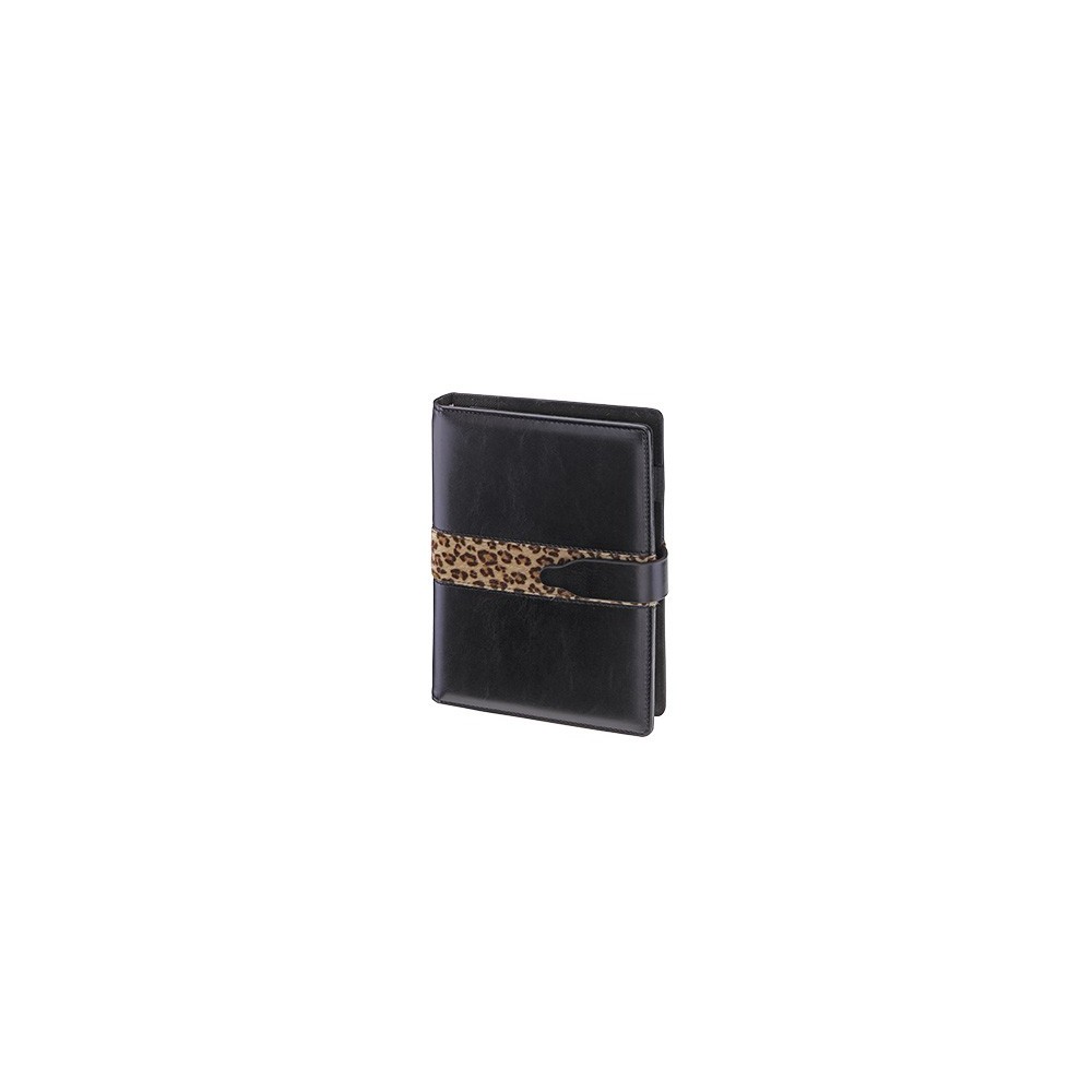 Couverture Organisateur Siena SA Premium 11x14,5cm Noir avec Panthère Marron