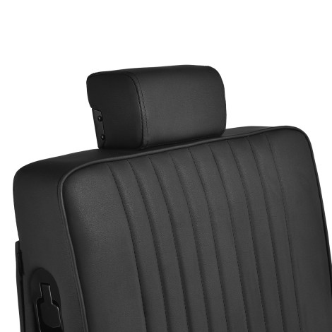 Gabbiano Levi Barbierstuhl schwarzer Rahmen schwarz ohne Rückennaht — Detailaufnahme Kopf
