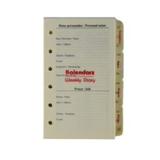 Kalendarz 2026 Pełny wkład do Organizera Notes Finanse Adresy 7,5x12,5 cm