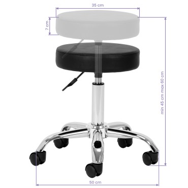 Kozmetička stolica AM-310 crna v — pogled sprijeda