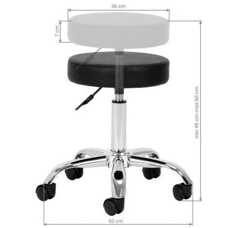 Cosmetic stool AM-310 black v — front view