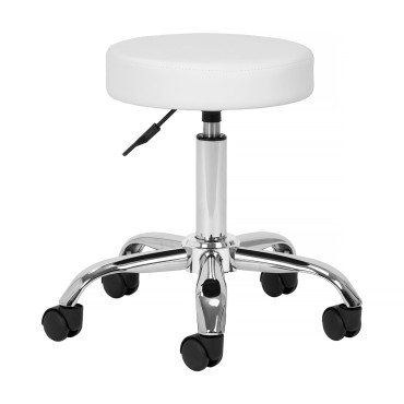 Sgabello cosmetico AM-310 bianco con regolazione a gas — vista frontale
