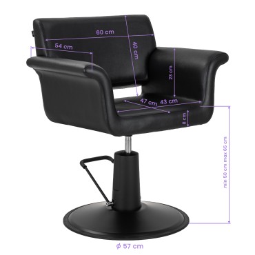 Fauteuil de coiffure Gabbiano Lucca noir — vue latérale