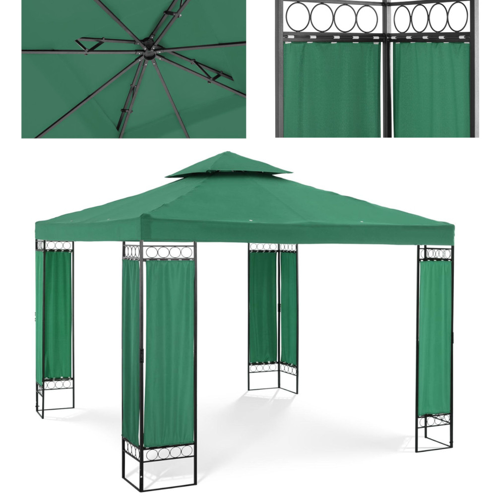 Garden paviljon gazebo zložljivi šotor 3 x 3 x 2,6 m zelena