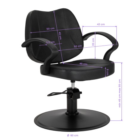 Hairdressing chair Hair System Borneo black — front view