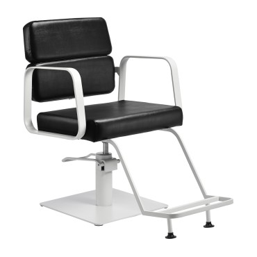Sillón de peluquería Gabbiano Porto blanco y negro — vista lateral