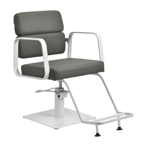 Sillón de peluquería Gabbiano Porto blanco gris — vista frontal