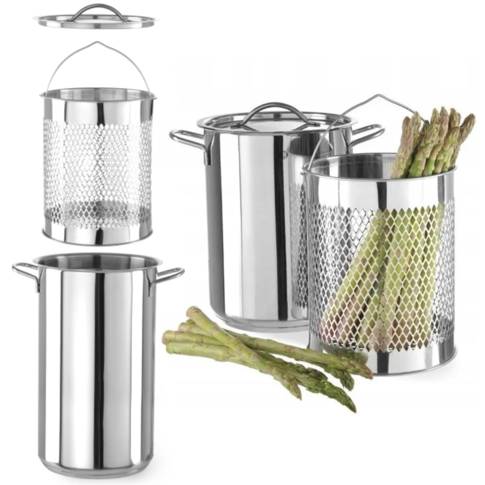 Potten for asparges pasta med innsatsdeksel XL 5.5 l - Hendi 833100